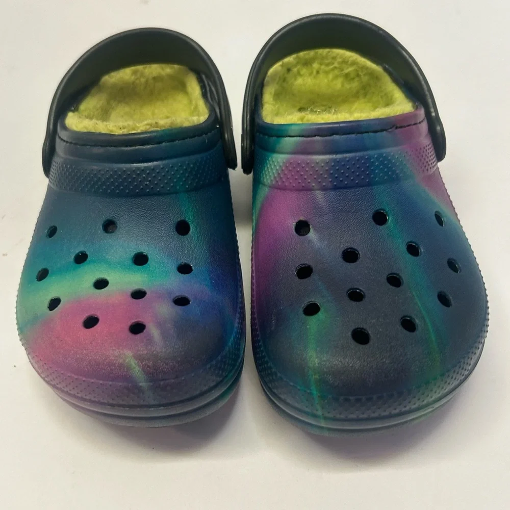 CROCS Toddler‎ Size 10 Unisex Tie-Dye Slippers - Blue and Purple